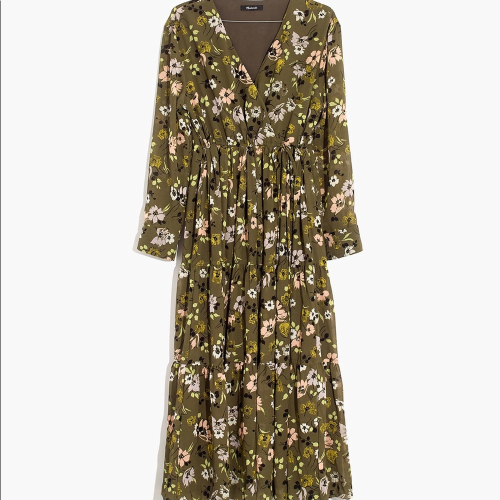 BRAND NEW Madewell Cinch-Waist Tiered Midi Dress